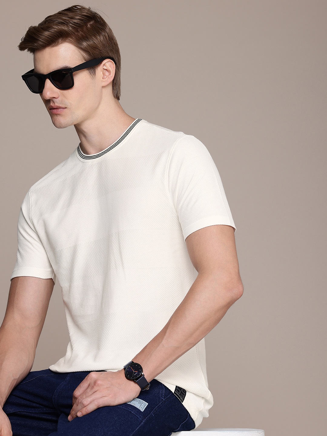 

French Connection Self Designed Pure Cotton T-shirt, White