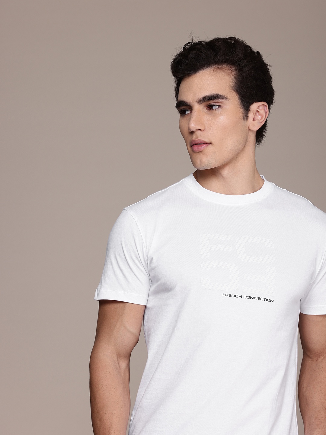 

French Connection Pure Cotton Brand Logo Printed T-shirt, White