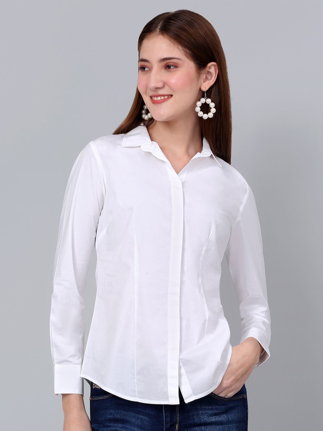 

Cantabil Spread Collar Cotton Formal Shirt, White