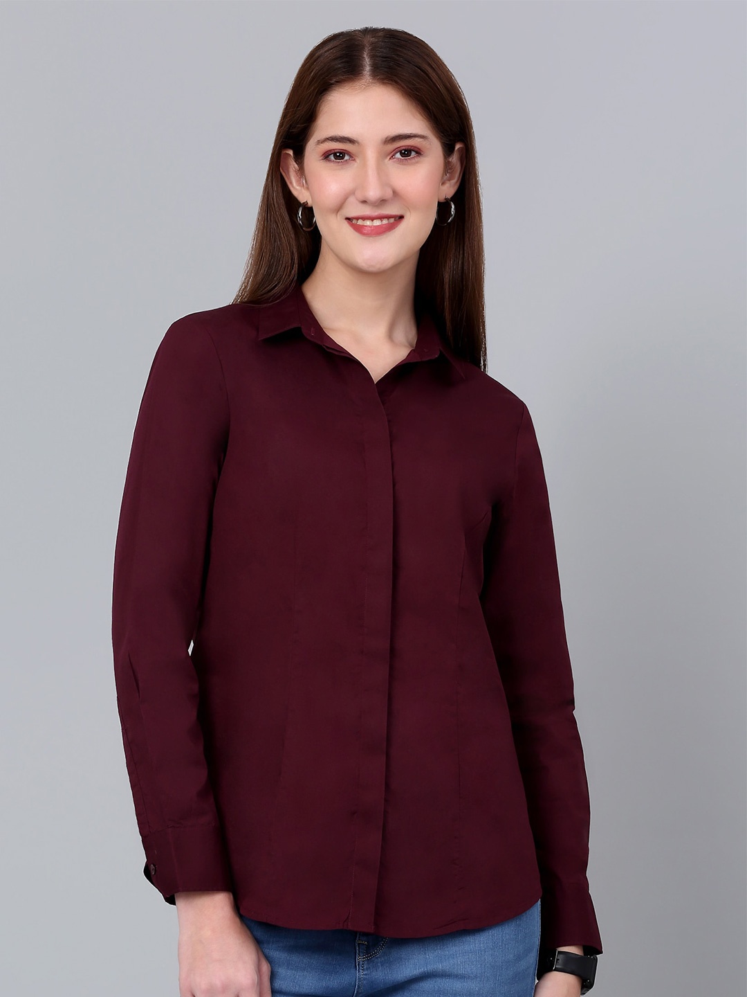 

Cantabil Spread Collar Cotton Formal Shirt, Maroon