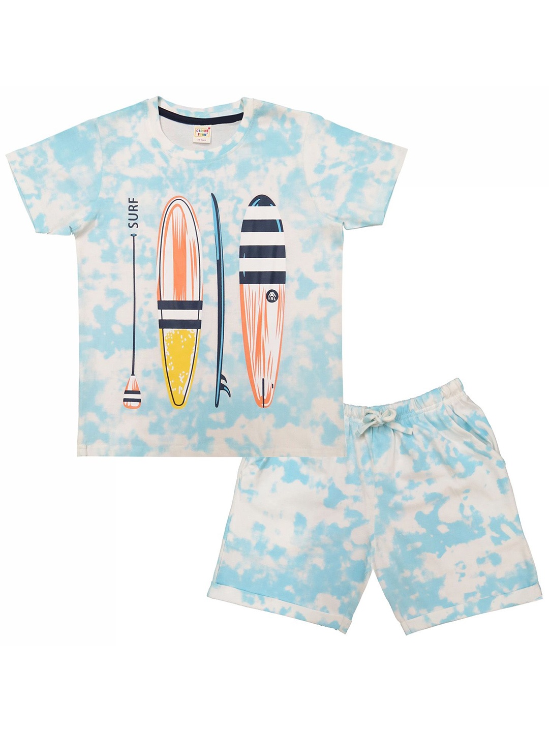 

Clothe Funn Boys Printed Pure Cotton T-shirt With Shorts, Off white