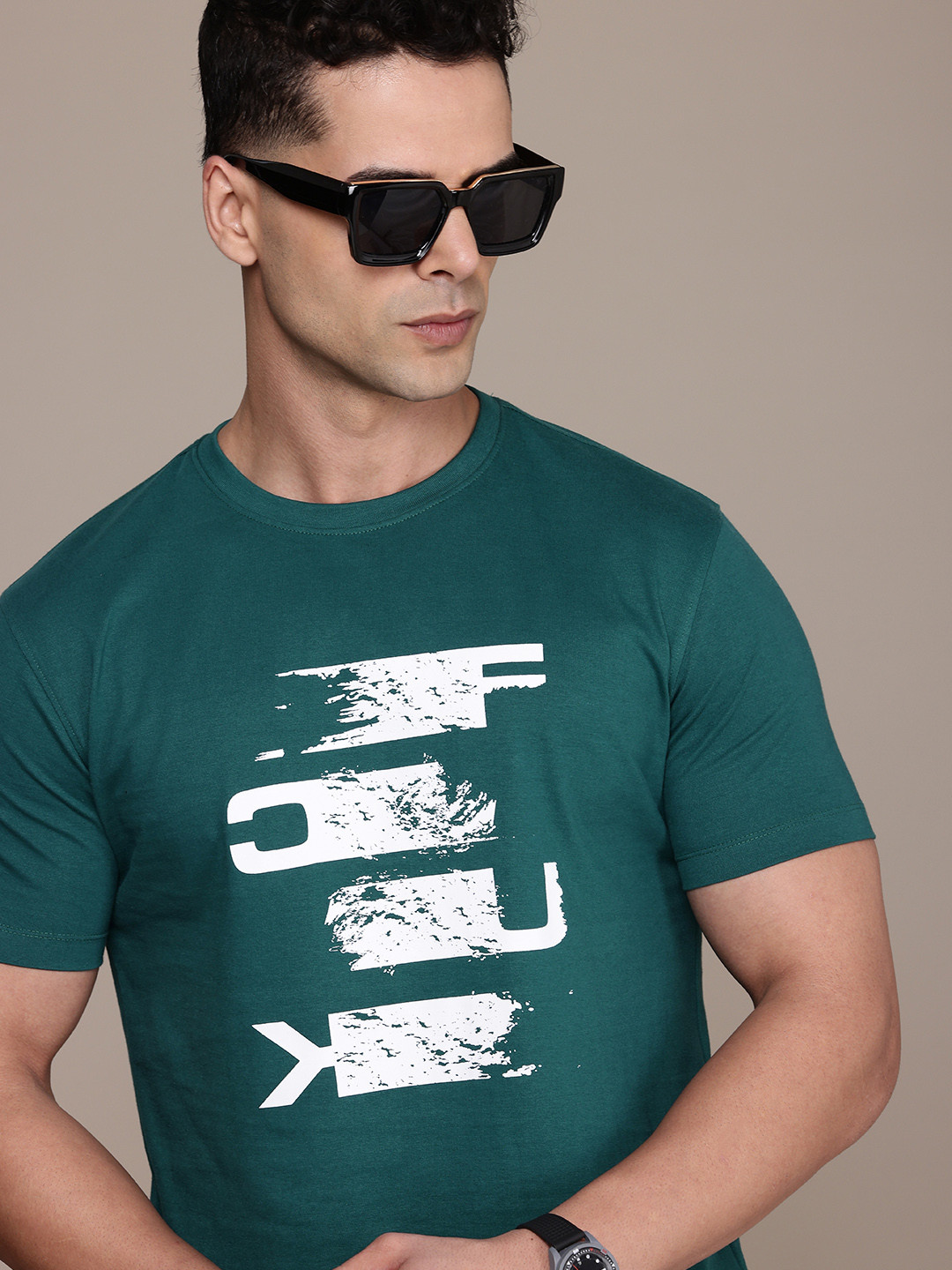 

FCUK Brand Logo Printed Pure Cotton T-shirt, Teal