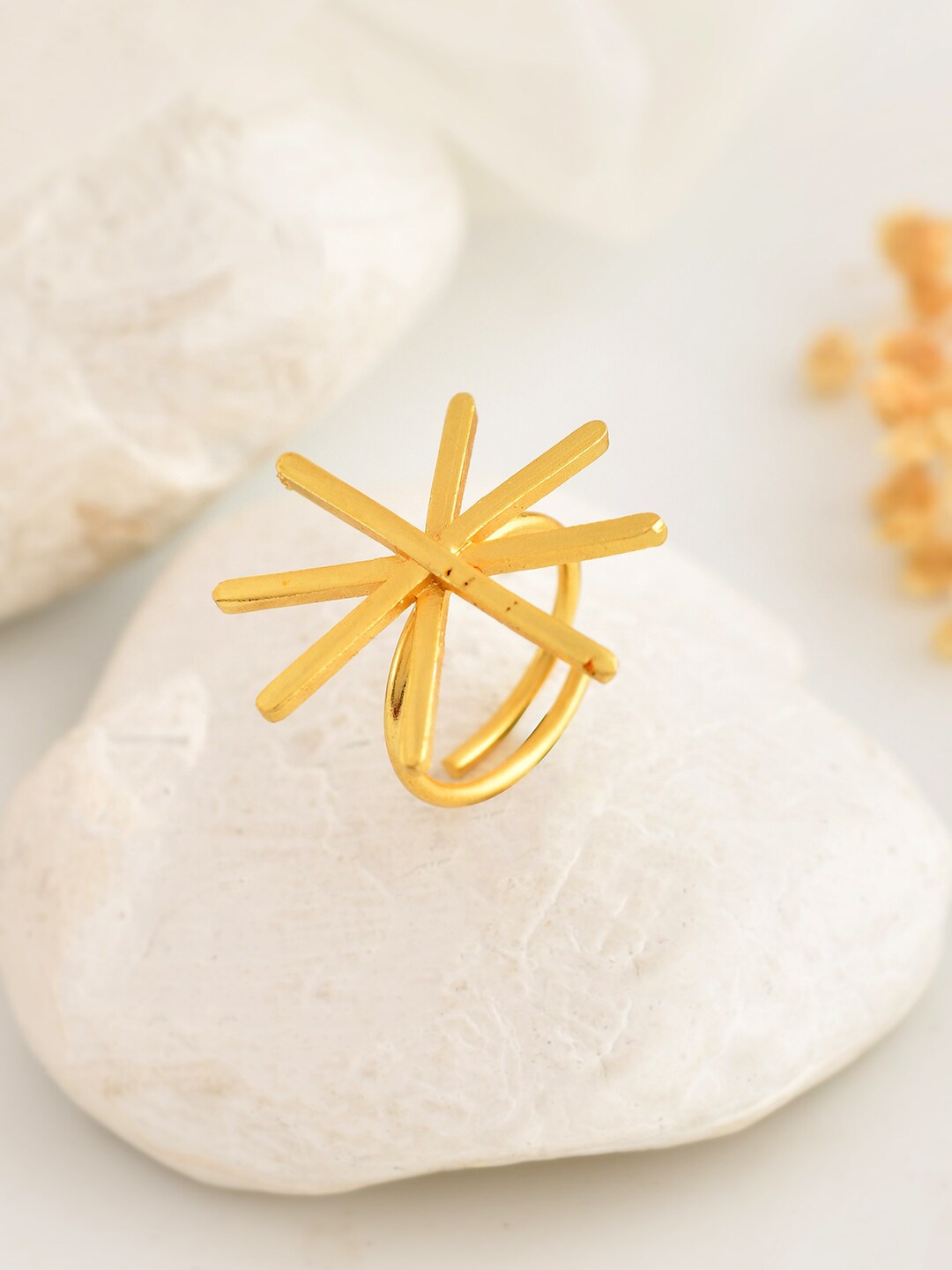 

Silvermerc Designs Gold-Plated Starburst Design Women Finger Ring