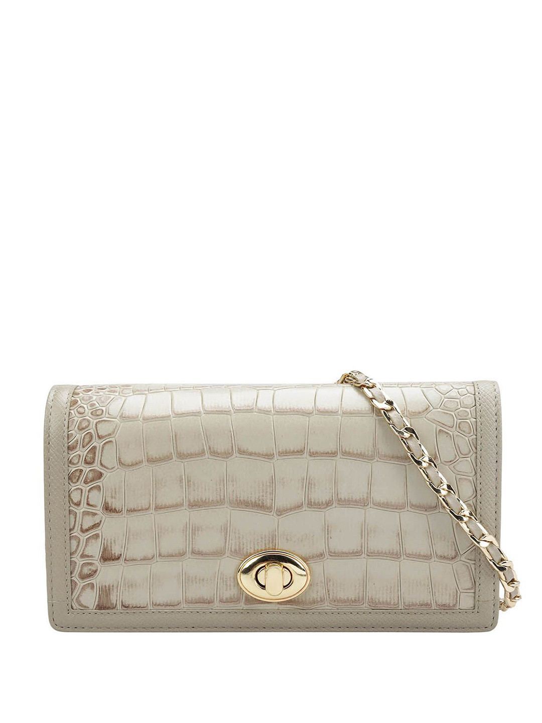

Da Milano Women Textured Leather Two Fold Wallet, White