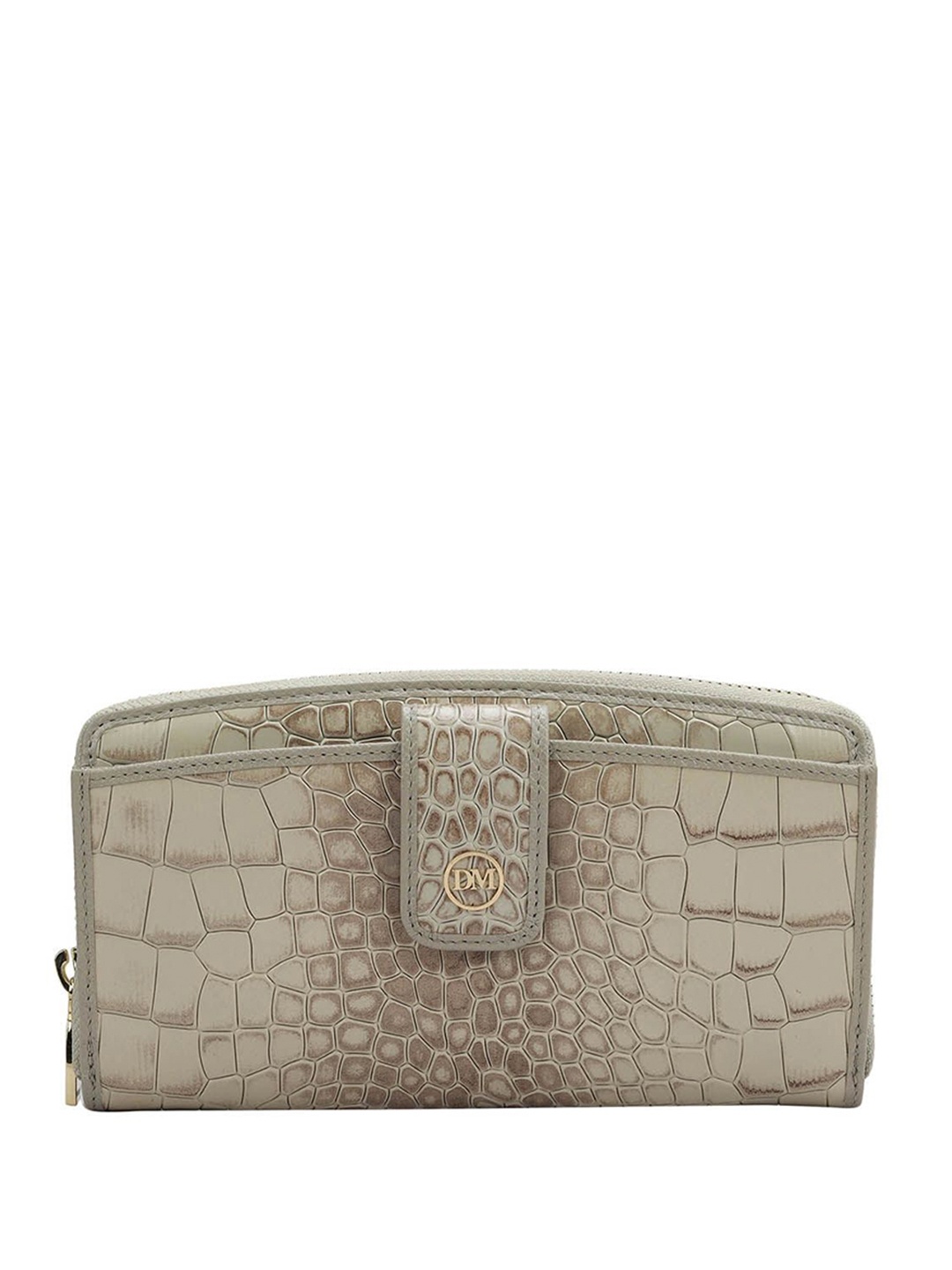 

Da Milano Women Checked Leather Zip Around Wallet, Brown