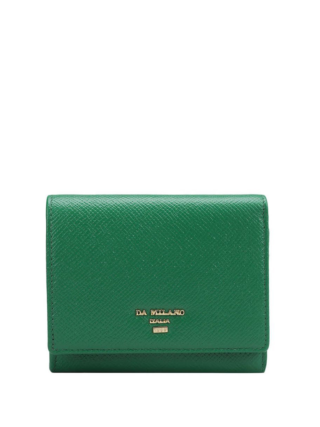 

Da Milano Women Textured Leather Two Fold Wallet, Green