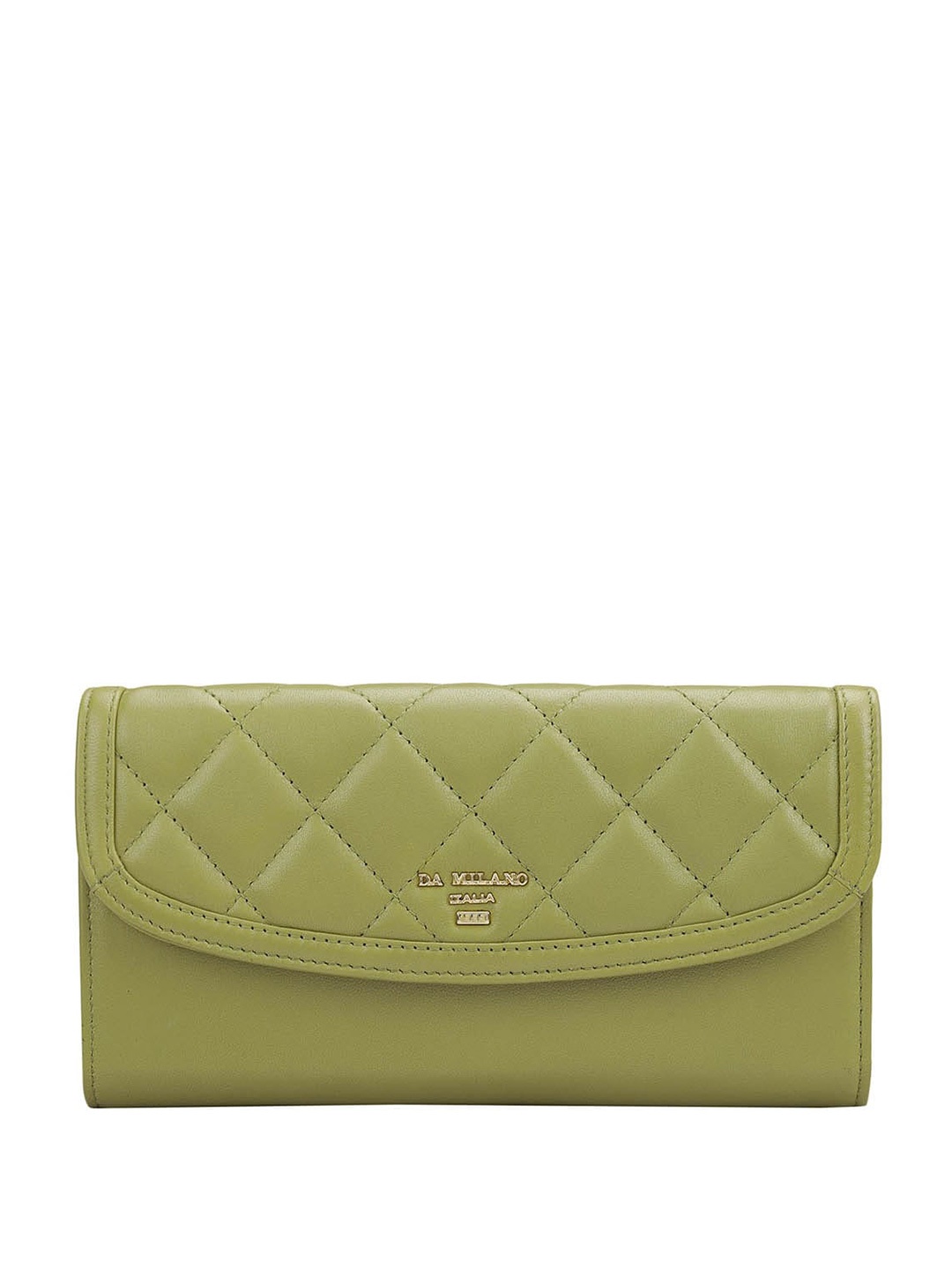 

Da Milano Women Textured Leather Envelope Wallet, Green