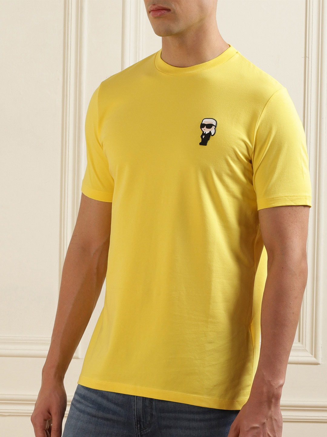 

Karl Lagerfeld Men Round Neck Applique T-shirt, Yellow