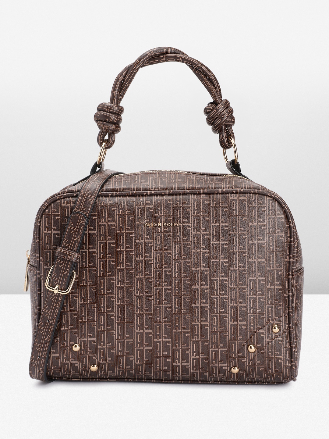

Allen Solly Brand Logo Printed Structured Handheld Bag, Mauve