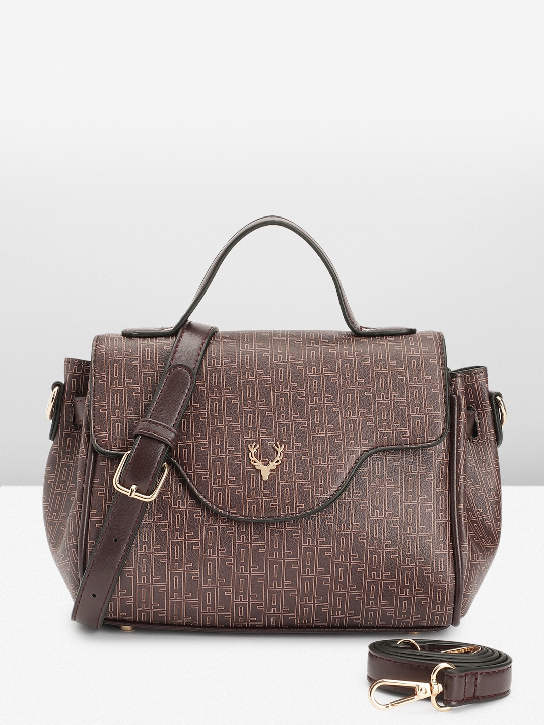 

Allen Solly Brand Logo Printed Satchel Bag, Brown