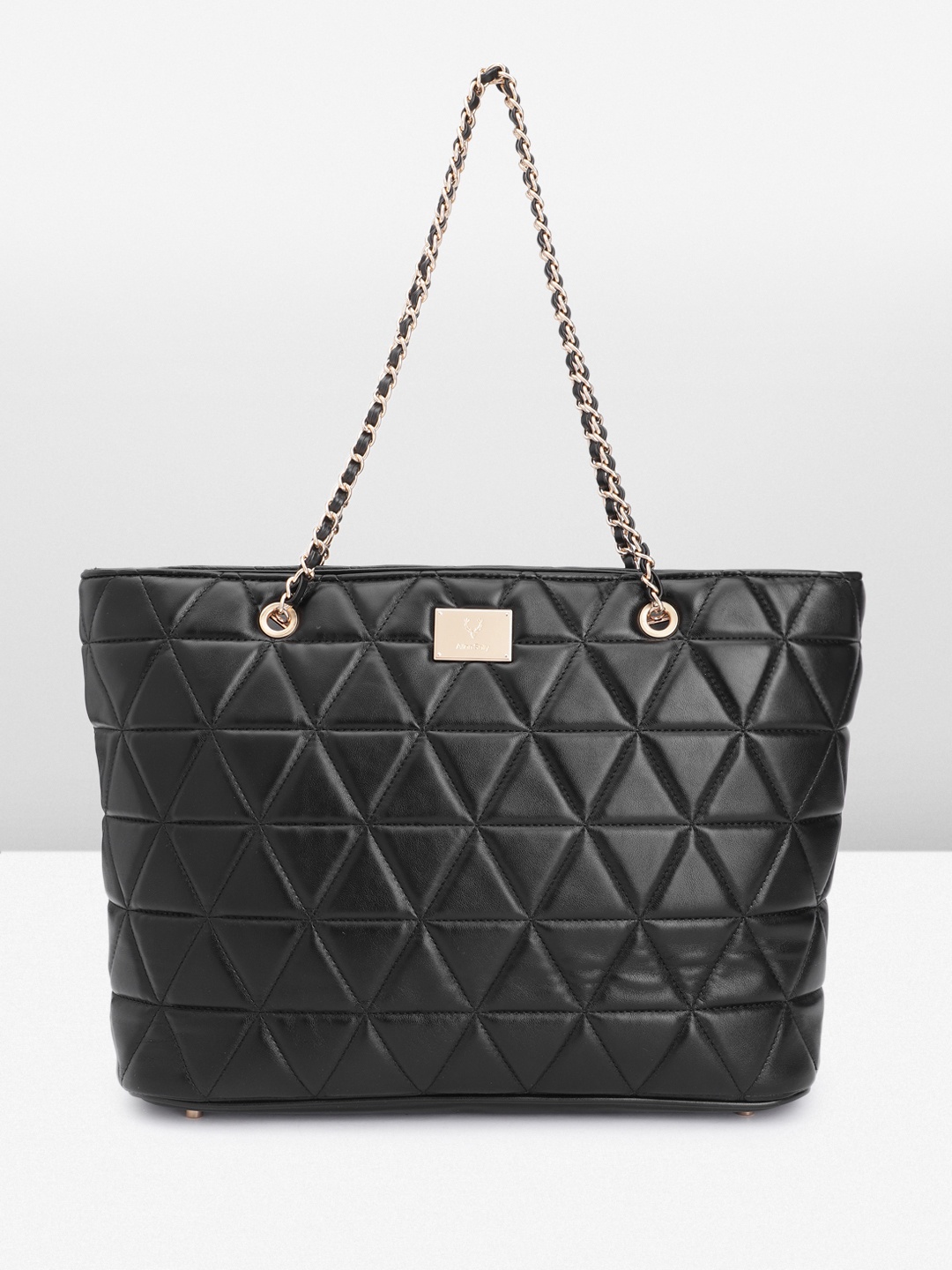 

Allen Solly Self Design Structured Shoulder Bag with Quilted Detail & Laptop Sleeve, Black