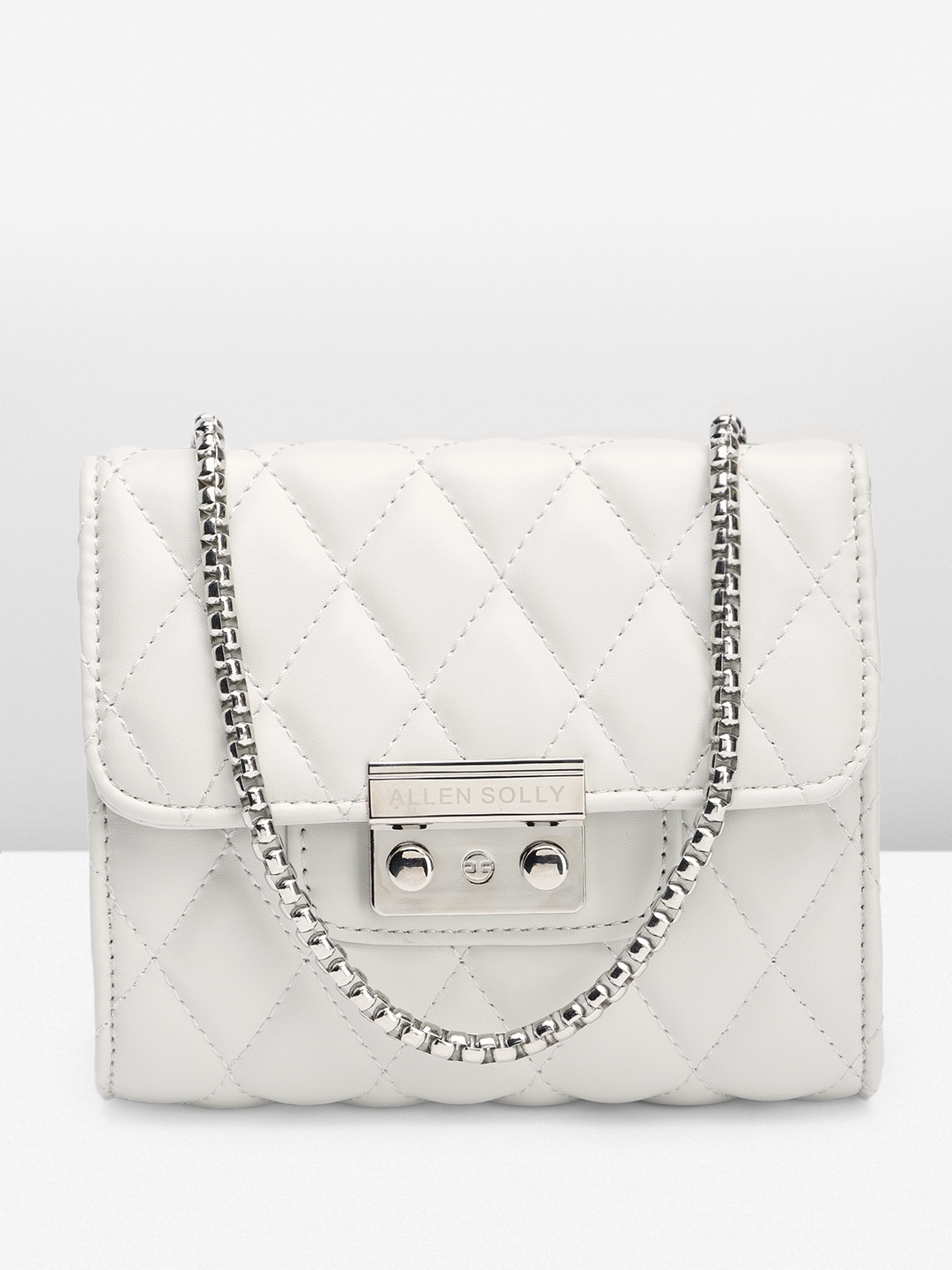 

Allen Solly Textured Structured Sling Bag with Quilted Detail, White