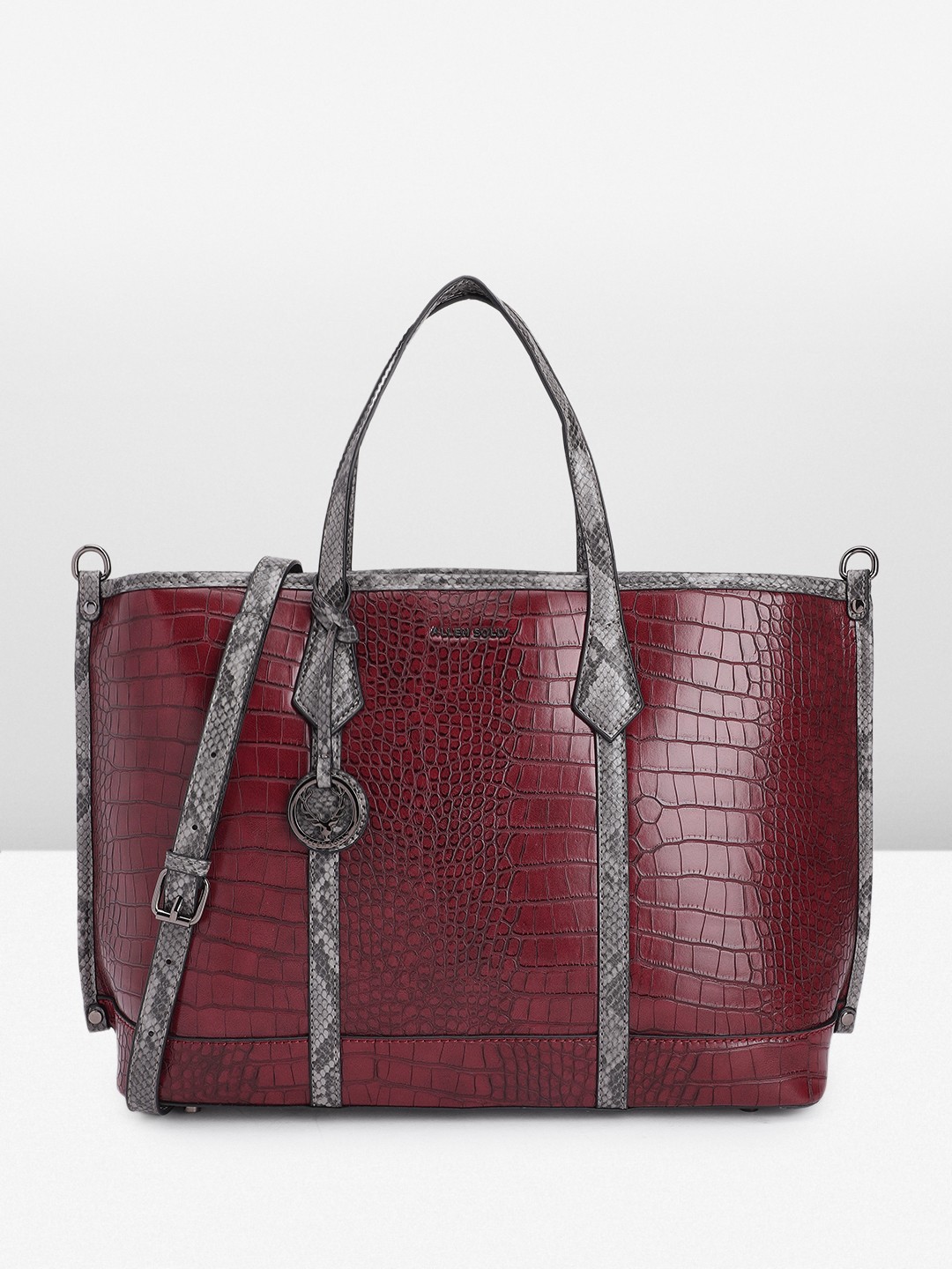 

Allen Solly Textured Handheld Bag, Red