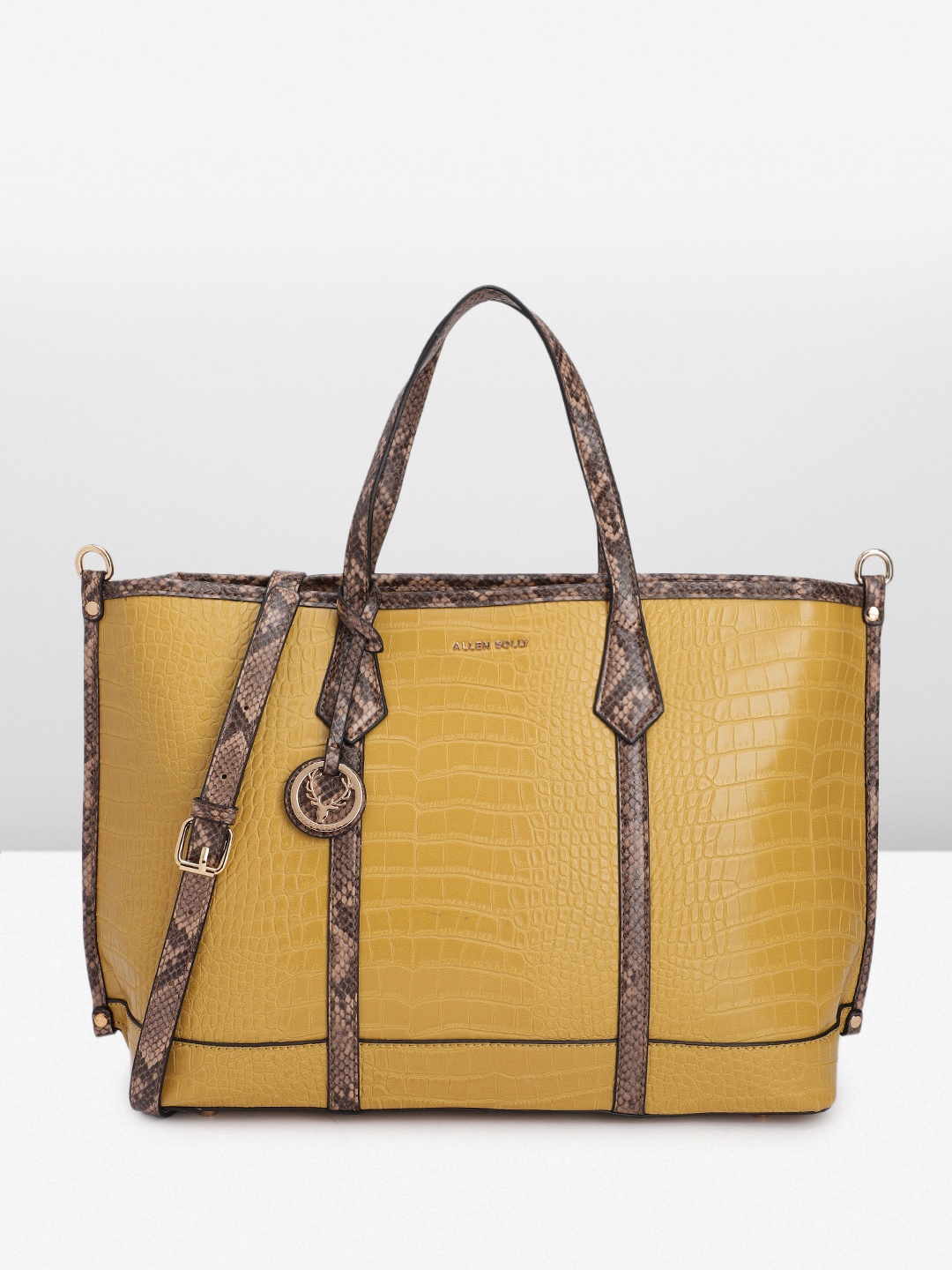 

Allen Solly Textured Handheld Bag With laptop Sleeve, Mustard