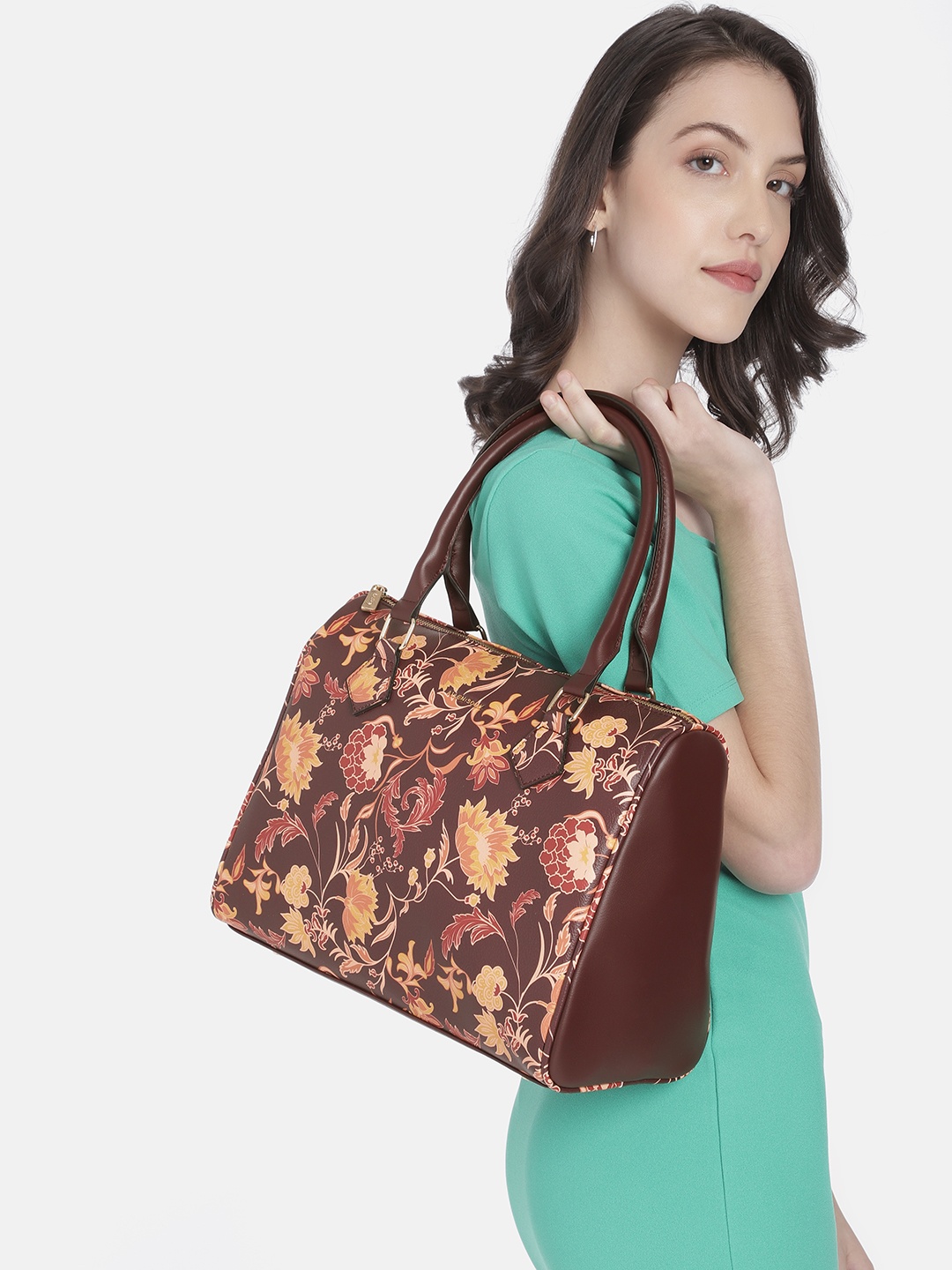 

Allen Solly Floral Printed Structured Handheld Bag, Multi