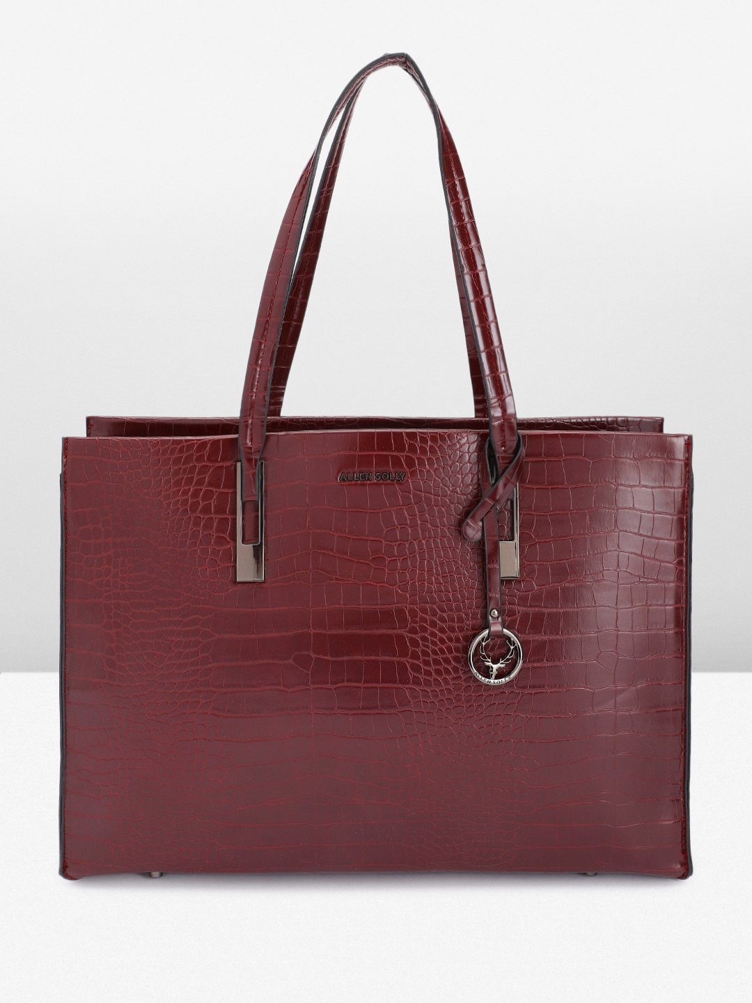 

Alley Solly Animal Textured Structured Shoulder Bag with Laptop Sleeve, Burgundy