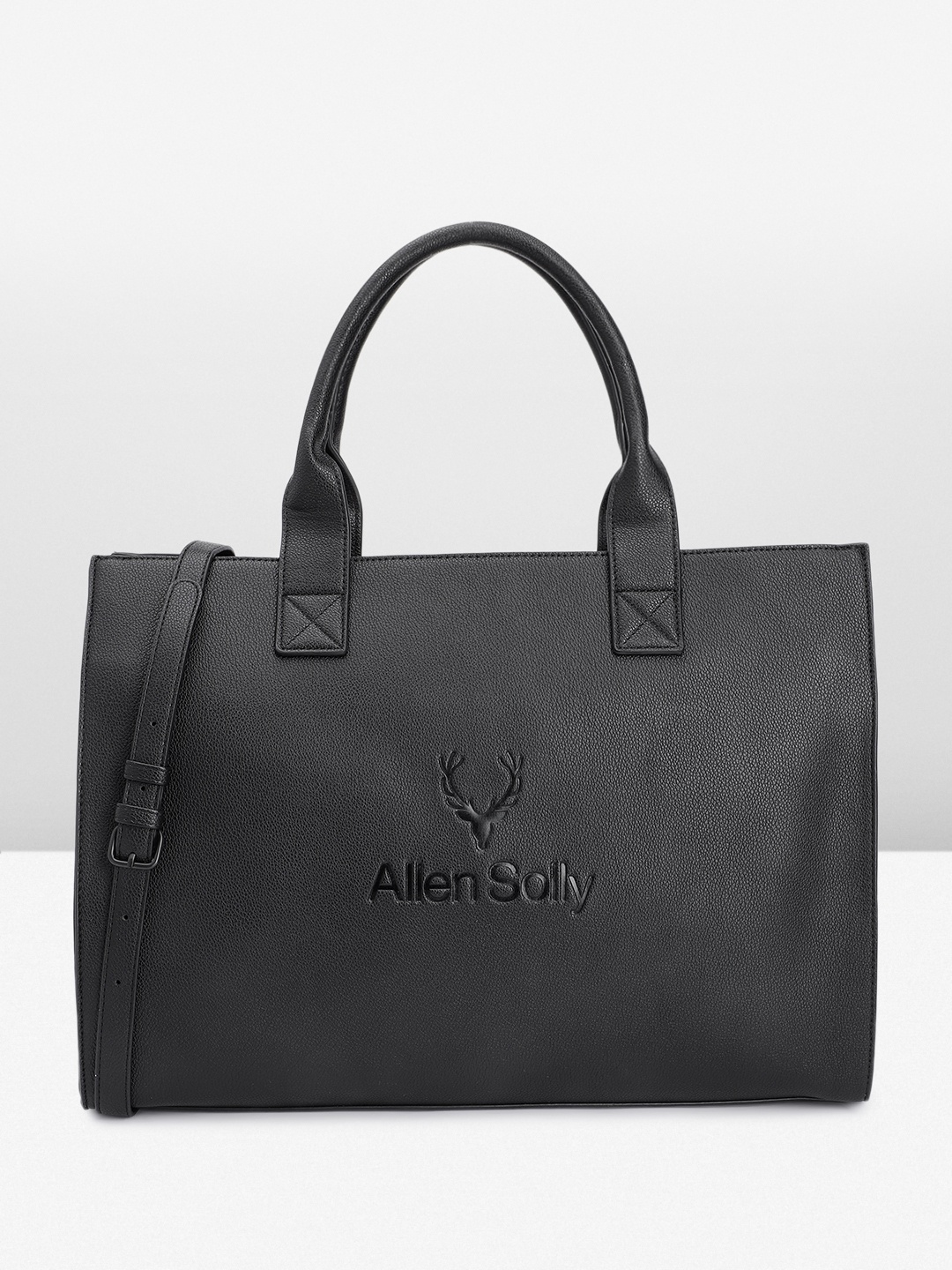 

Allen Solly Brand Logo Design Structured Shoulder Bag with Laptop Sleeve, Black