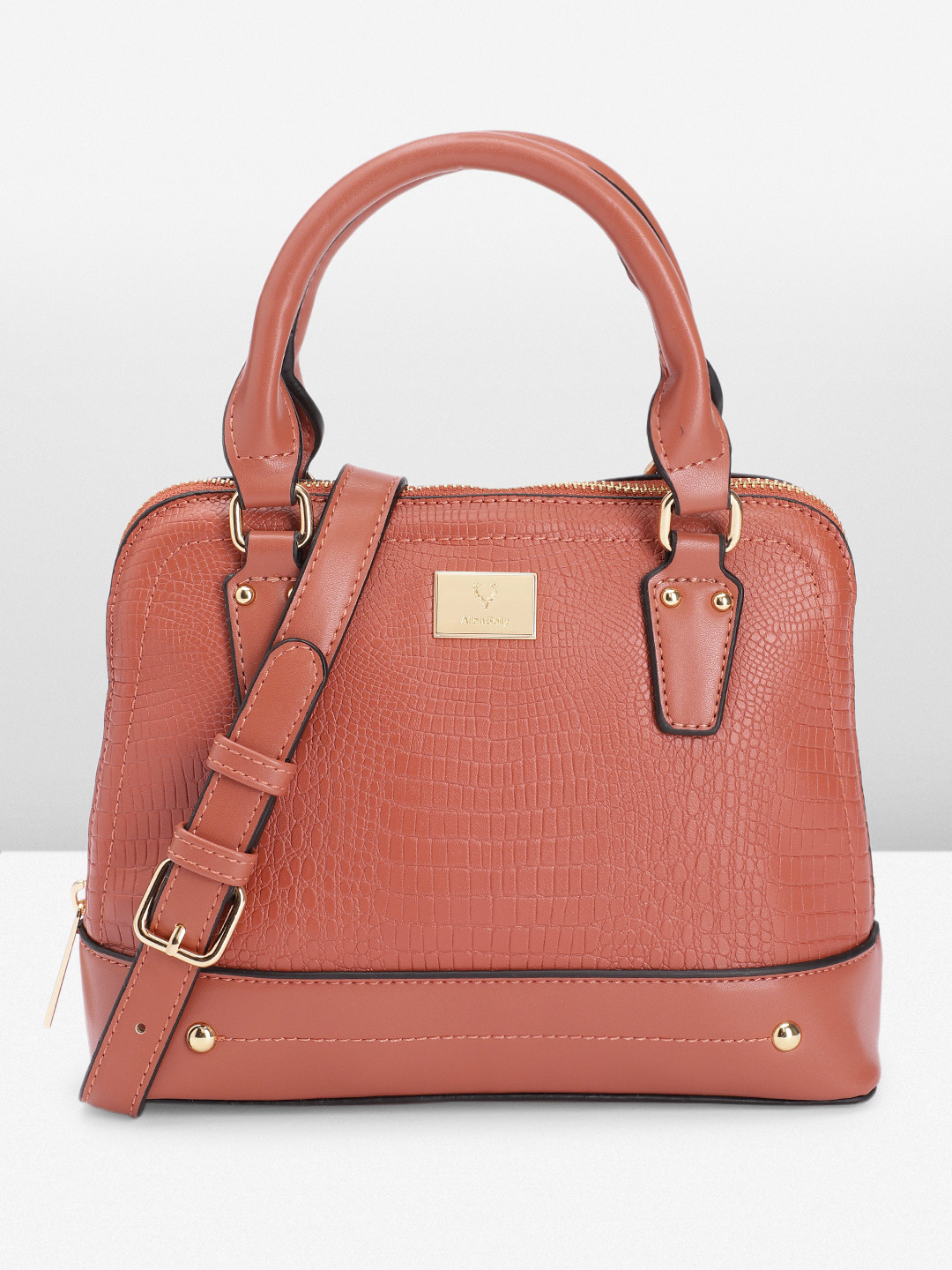 

Allen Solly Animal Textured Structured Handheld Bag, Coral