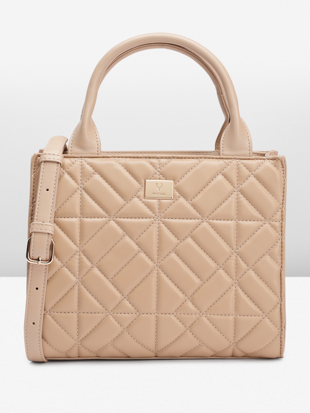 

Allen Solly Structured Handheld Bag with Quilted Detail, Beige