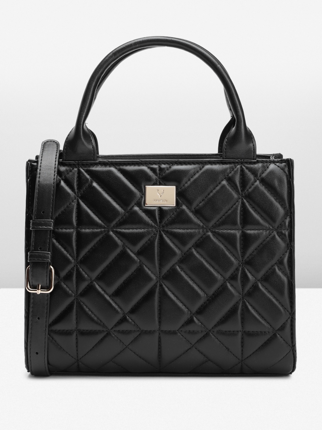 

Allen Solly Structured Handheld Bag with Quilted Detail, Black