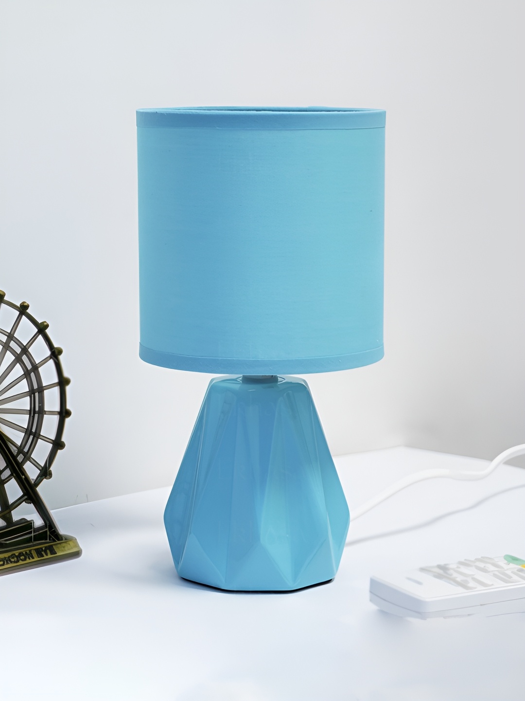 

Ekhasa Blue Textured Cylindrical Contemporary Table Lamp