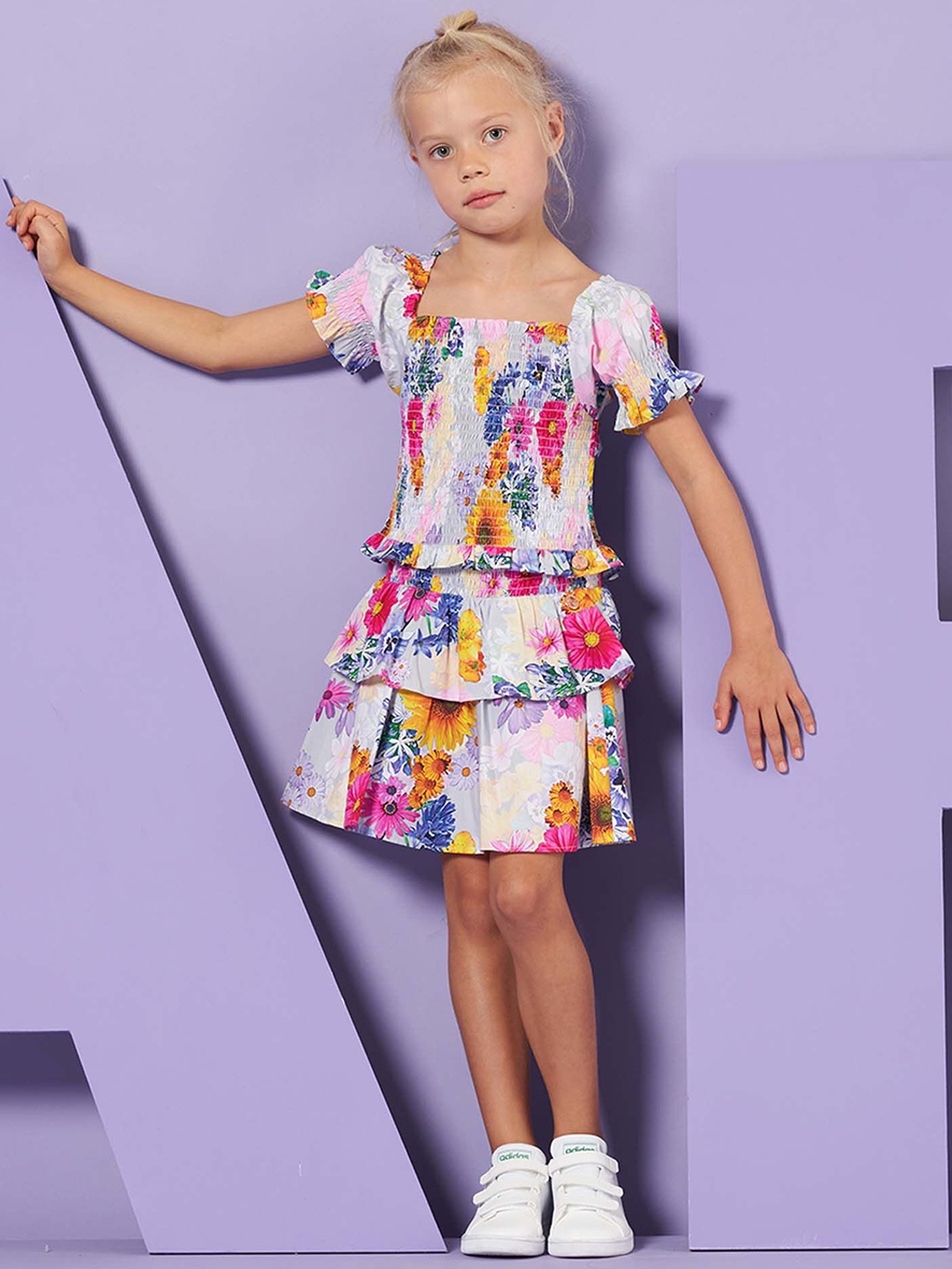 

Angel & Rocket Girls Floral Printed Pure Cotton A-Line Skirts, Blue