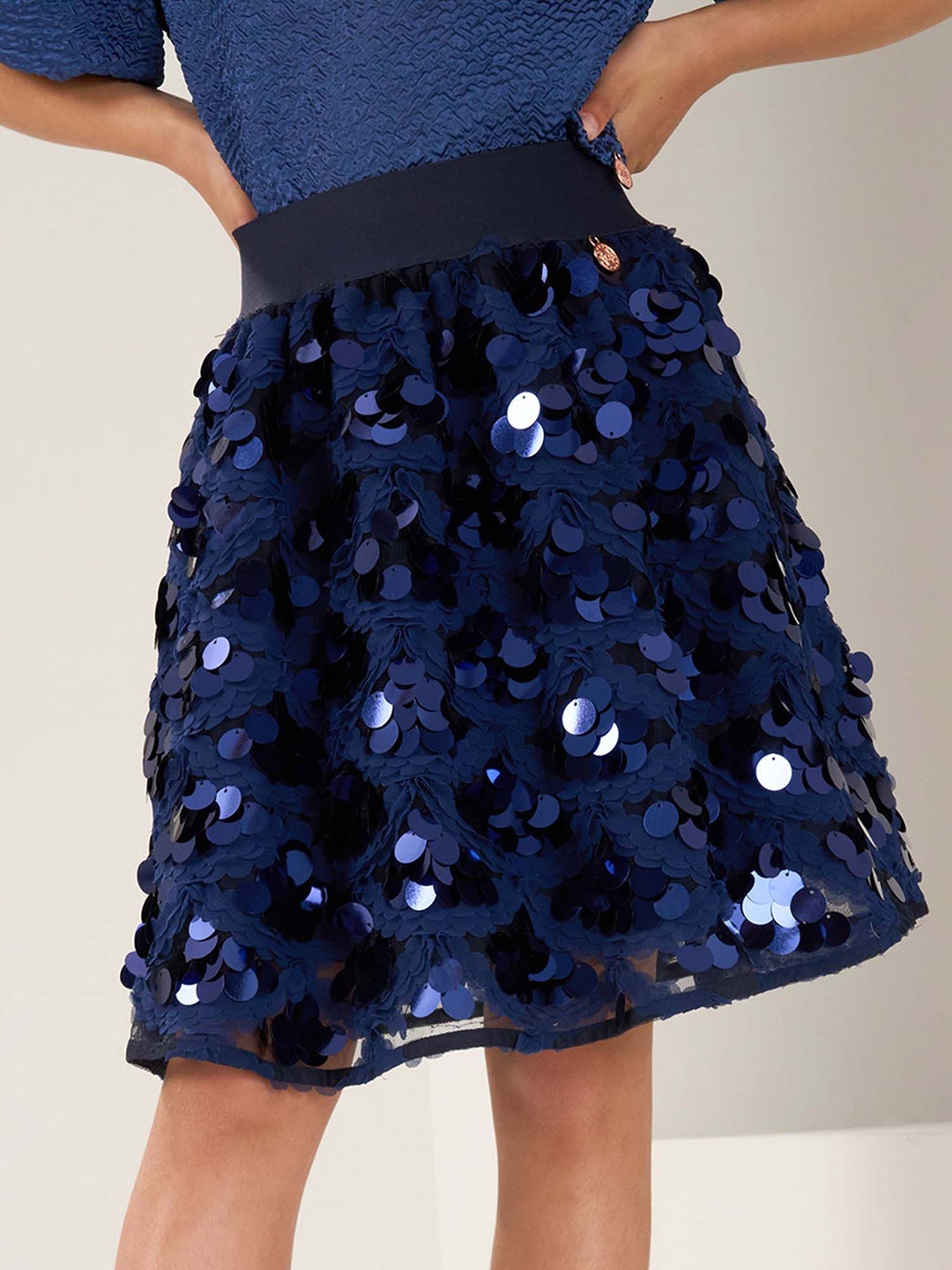 

Angel & Rocket Girls Embellished Flared Skirts, Navy blue