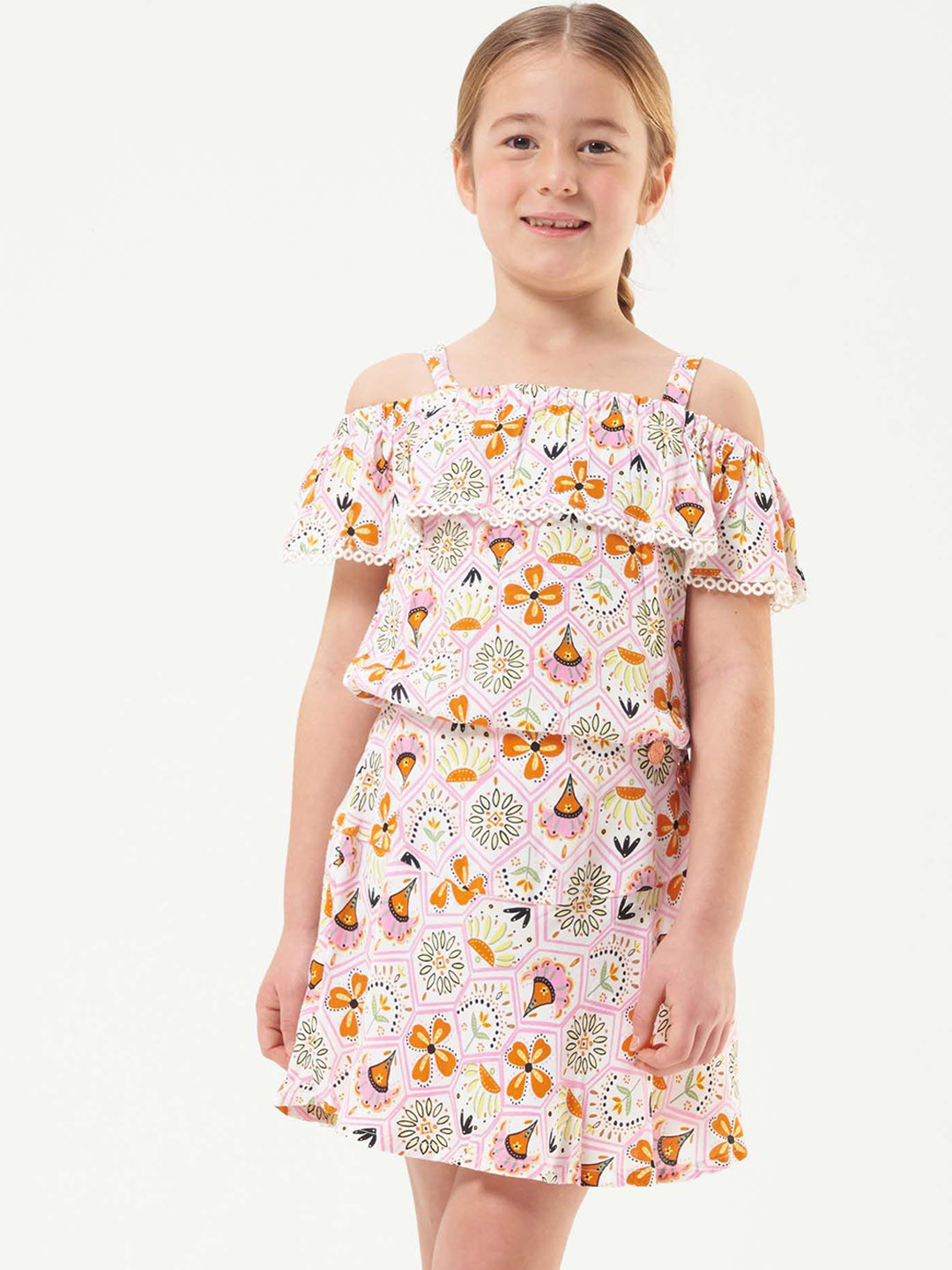 

Angel & Rocket Girls Printed A-Line Skirts, Pink