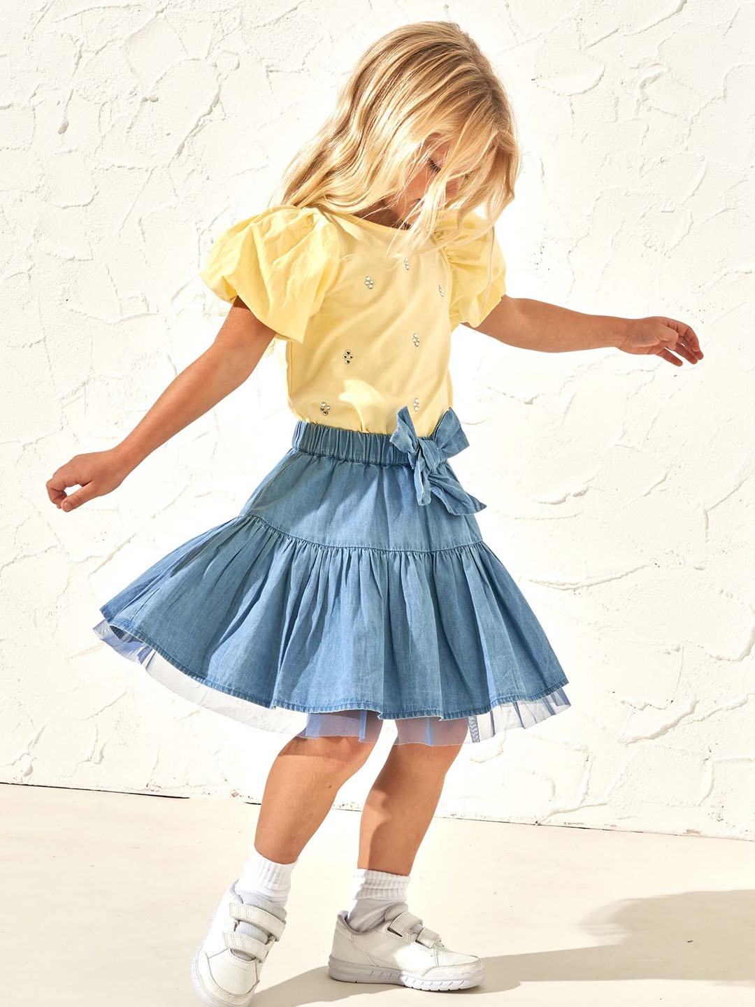 Angel & Rocket Girls Denim Flared Skirts, Blue