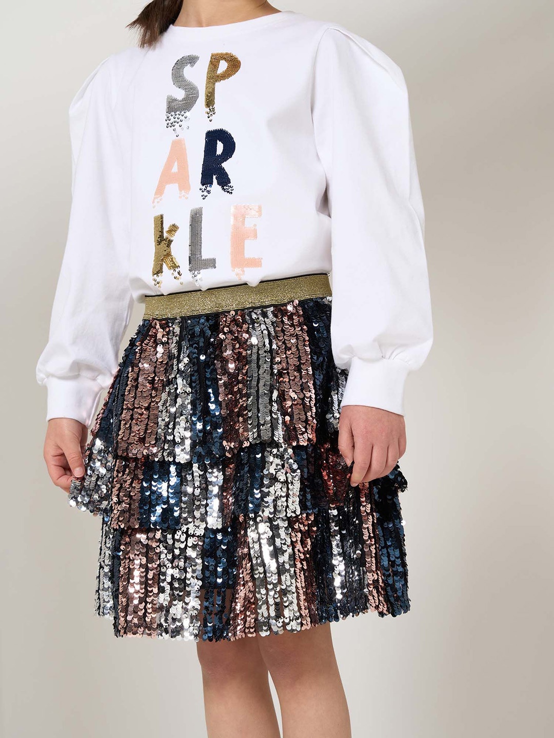 Angel & Rocket Girls Embellished Tiered Skirts, Blue