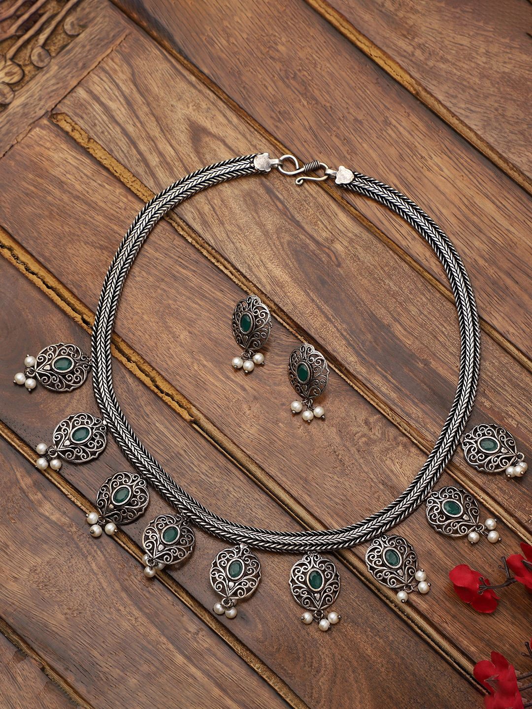 

VENI Silver-Plated Oxidised German Silver Jewellery Set