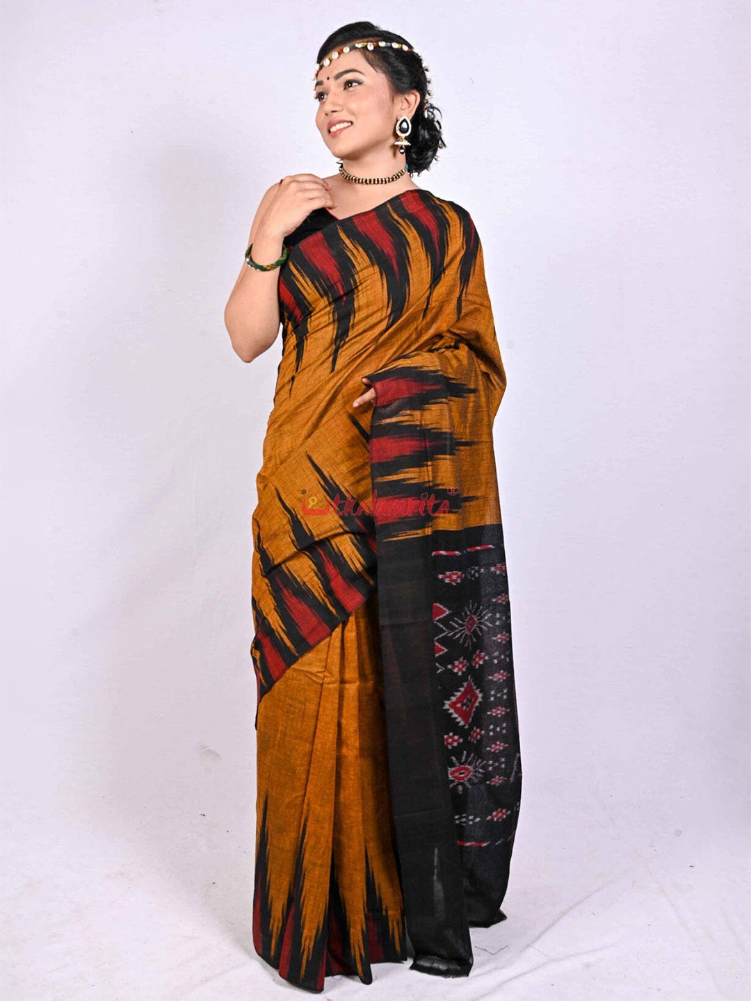 

pasapalli Pure Cotton Sambalpuri Saree, Black