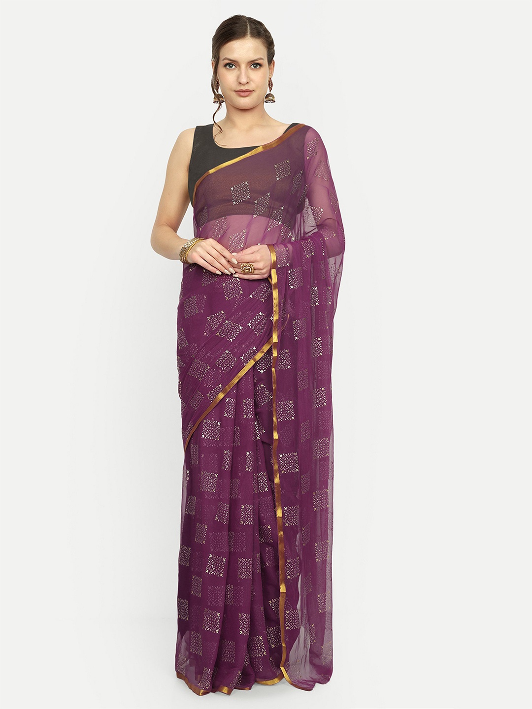 

Rhey Ethnic Motifs Zari Saree, Burgundy