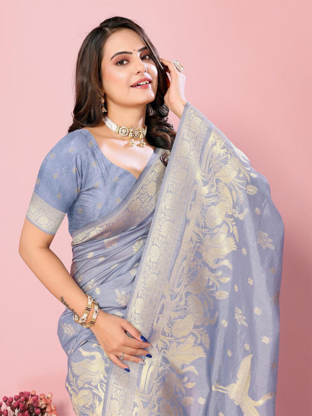 

VAIRAGEE Woven Design Zari Banarasi Saree, Blue
