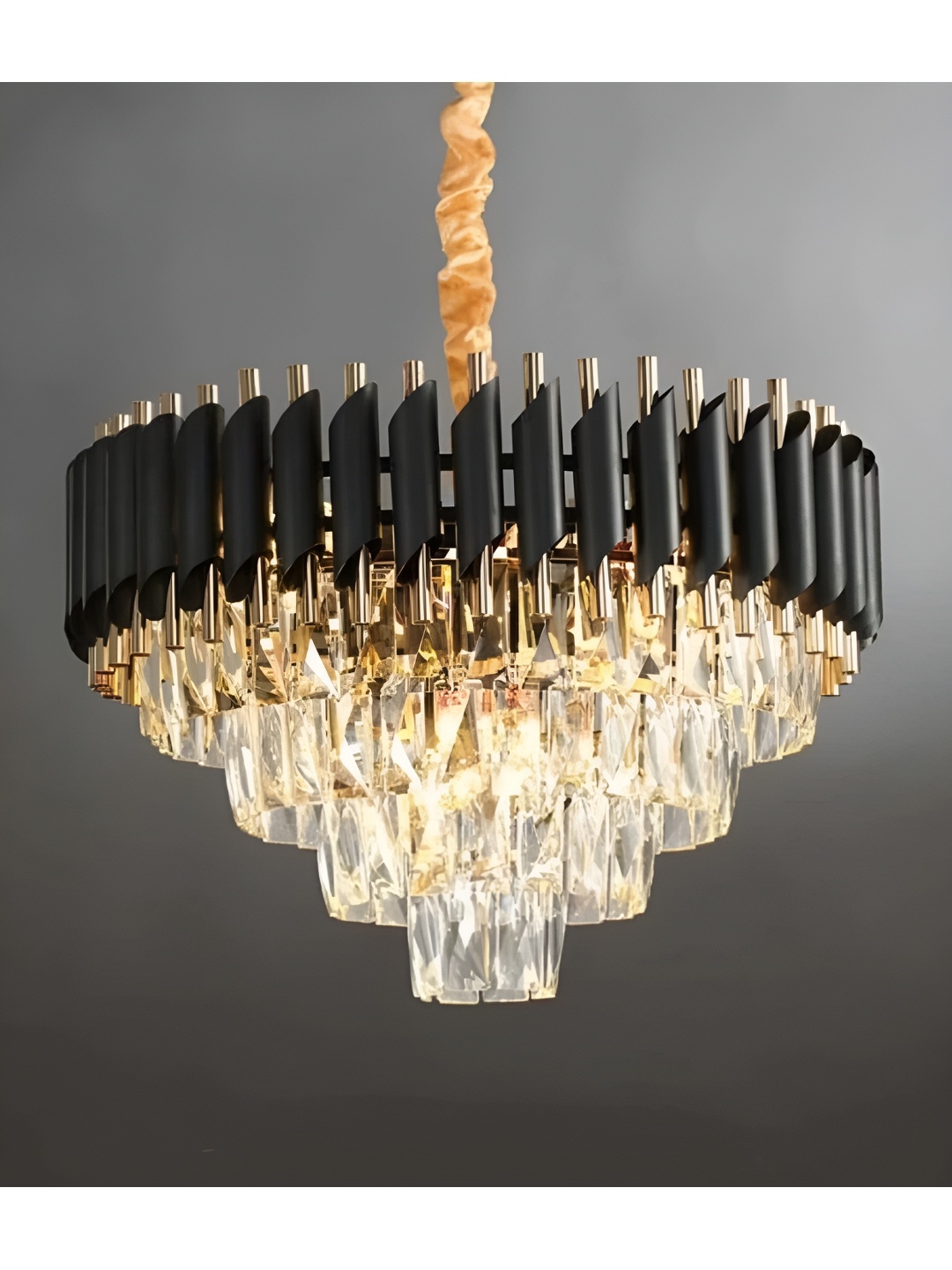 

SHRI MAHAL ANTIQUES Gold-Toned Traditional Ceiling Lamp