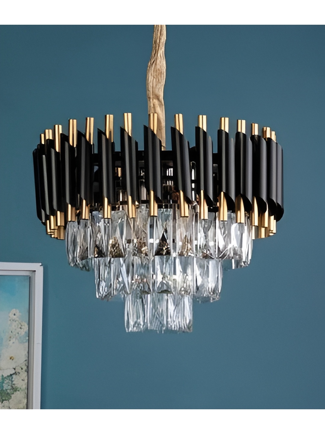 SHRI MAHAL ANTIQUES Gold-Toned Traditional Ceiling Lamp