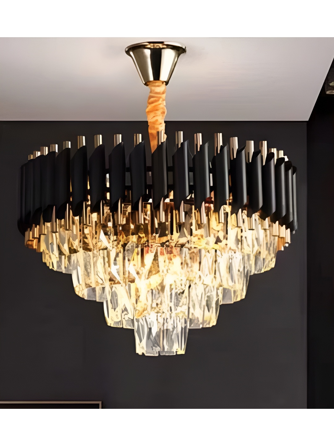

SHRI MAHAL ANTIQUES Gold-Toned Traditional Ceiling Lamp
