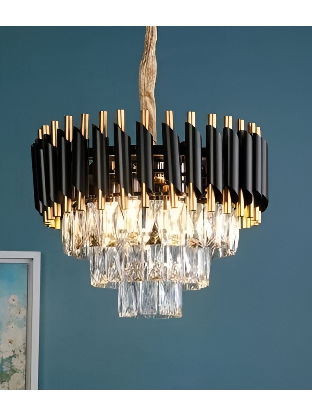 

SHRI MAHAL ANTIQUES Gold-Toned Traditional Ceiling Lamp