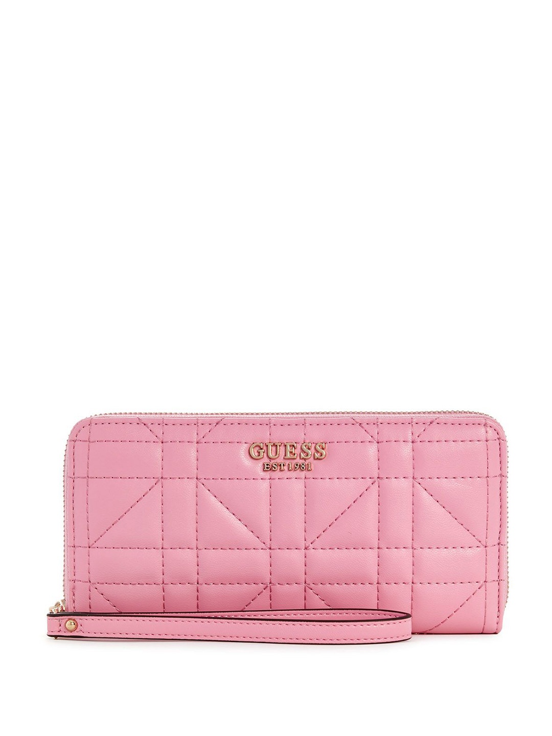 

GUESS Women Textured Quilted PU Zip Around Wallet, Pink