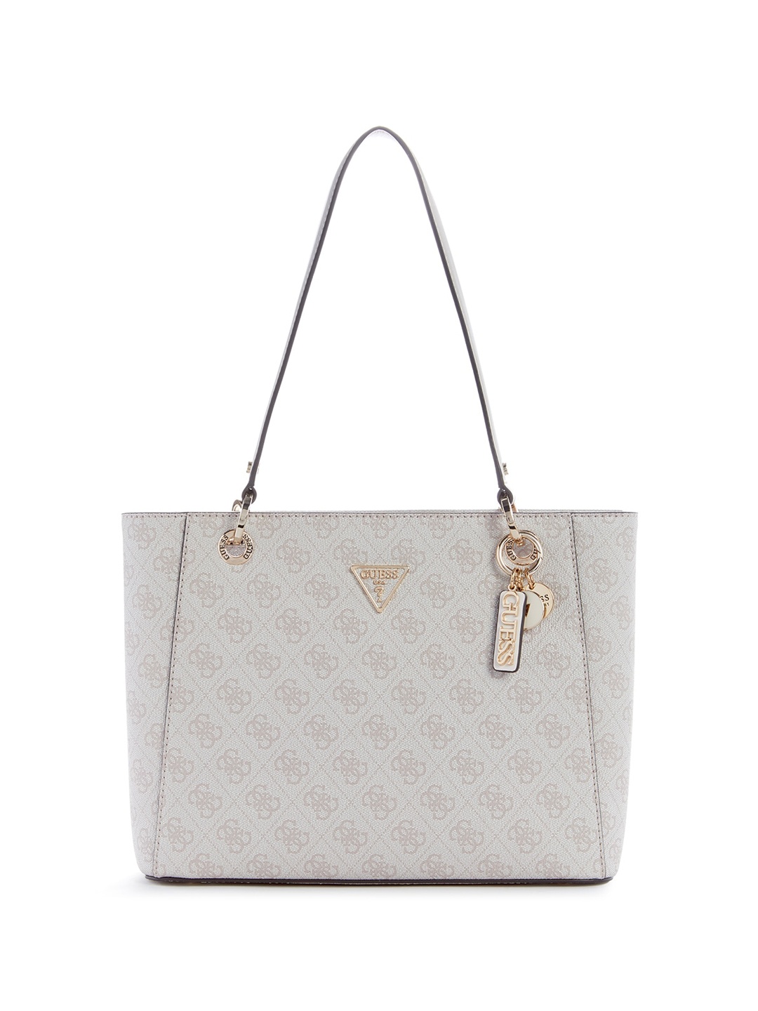 

GUESS Typography Self Design PU Structured Shoulder Bag with Quilted, Grey