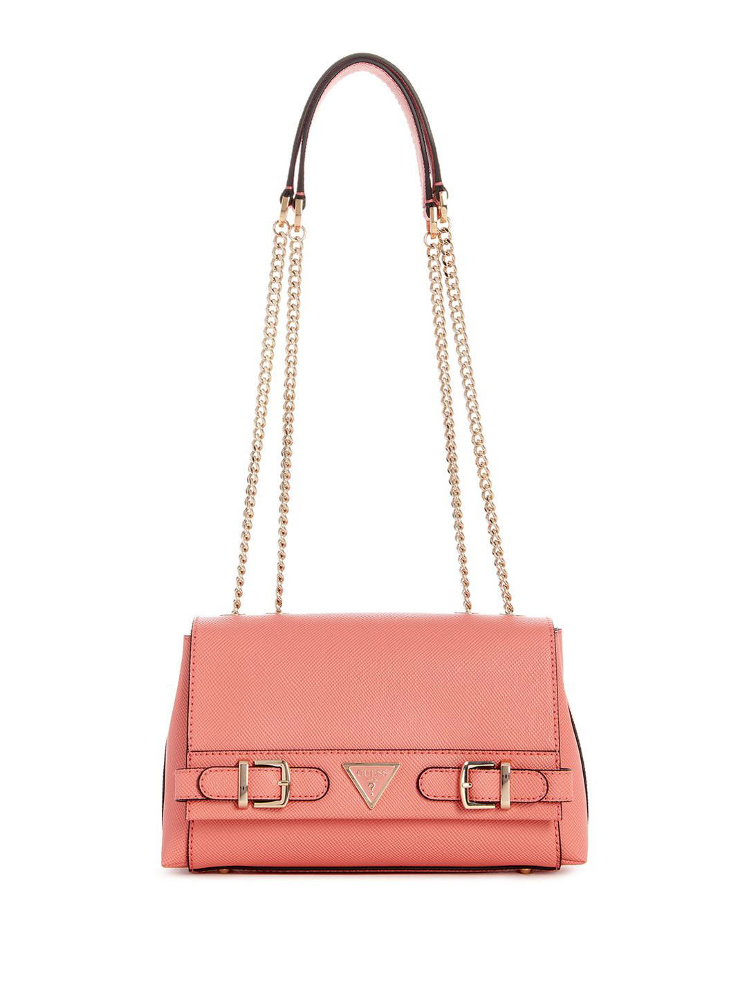 

GUESS Solid Colourblocked PU Structured Sling Bag with Quilted, Pink