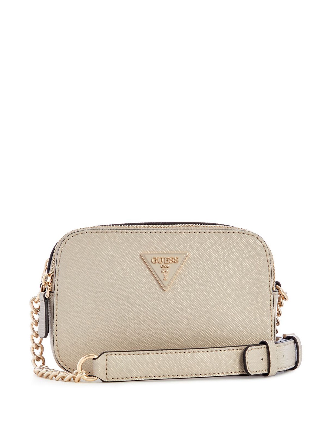 

GUESS Solid PU Structured Sling Bag, Taupe
