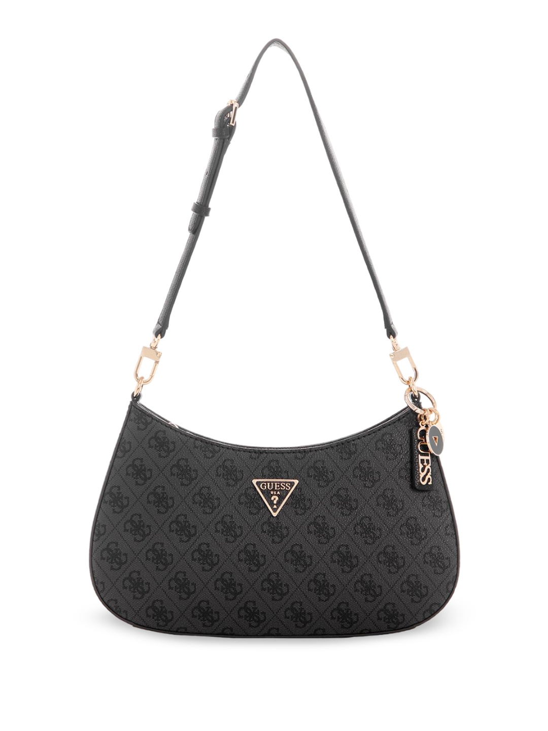 

GUESS Printed PU Structured Sling Bag with Cut Work, Grey