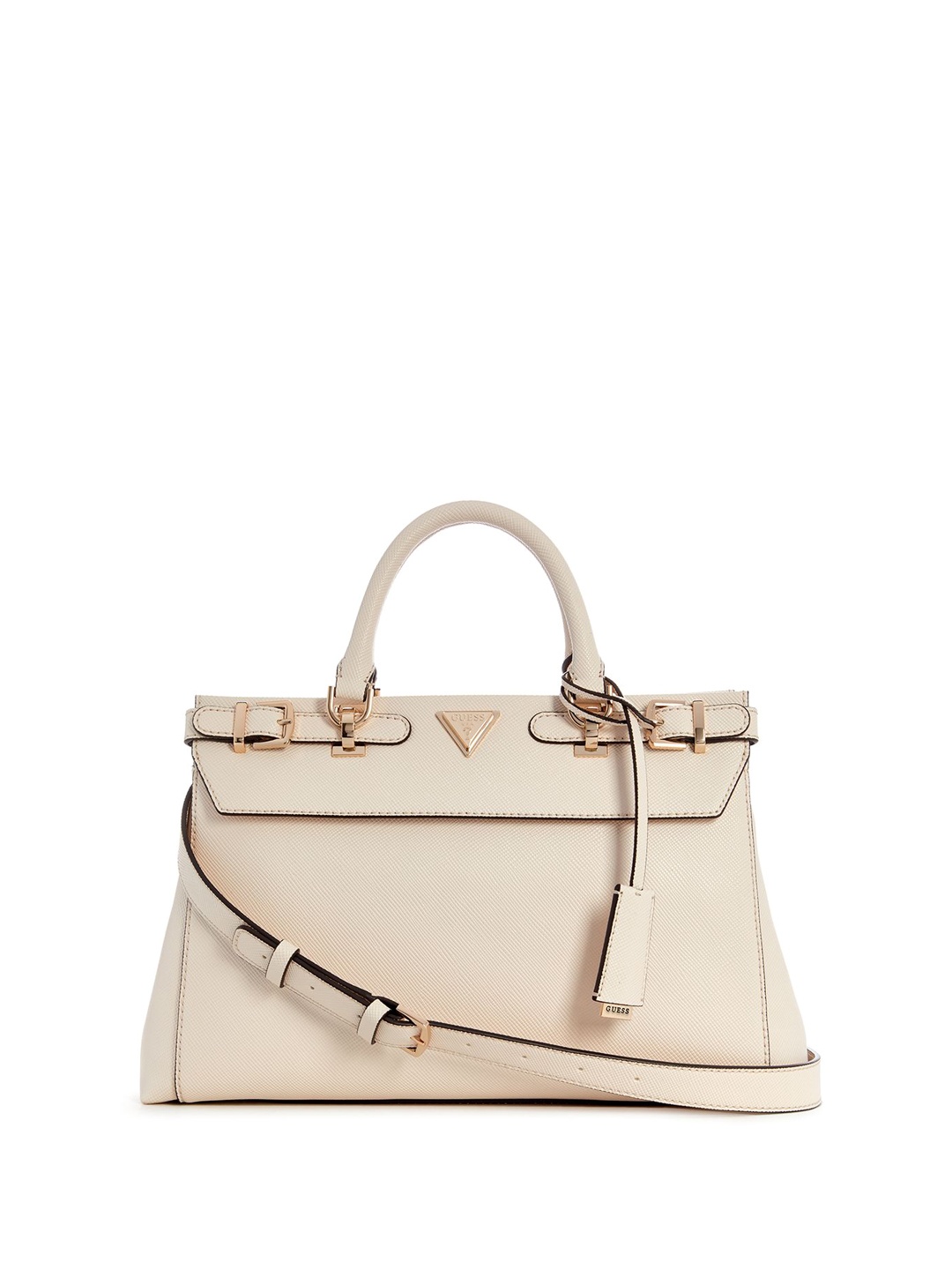 

GUESS Women PU Structured Handheld Bag, Off white