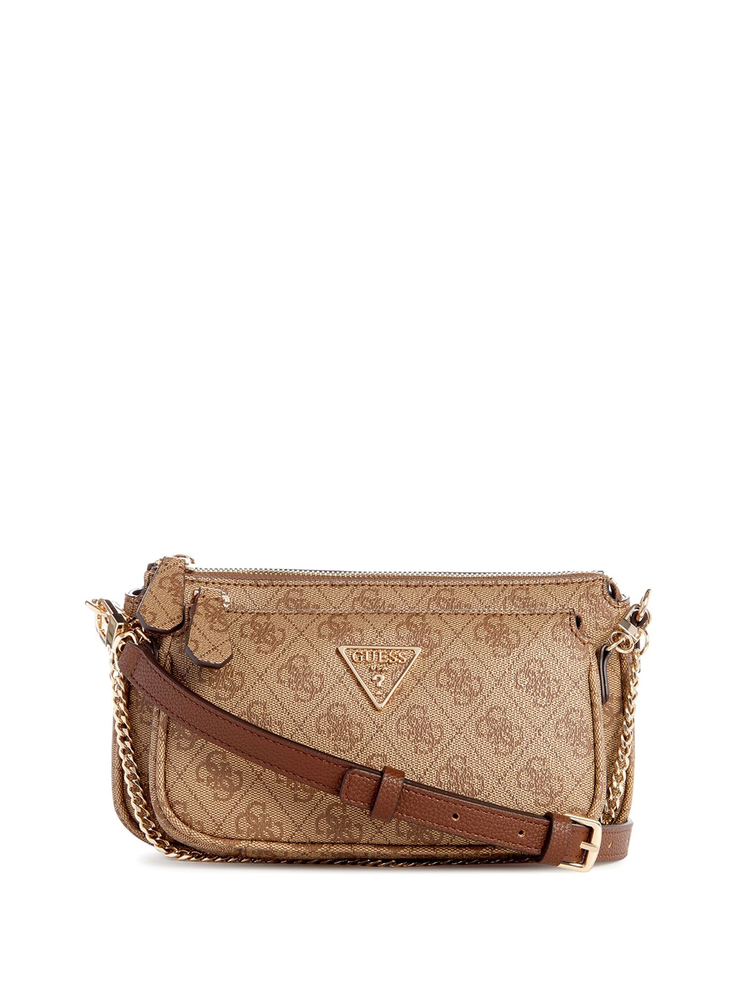 

GUESS Ethnic Motifs Printed PU Structured Sling Bag, Brown