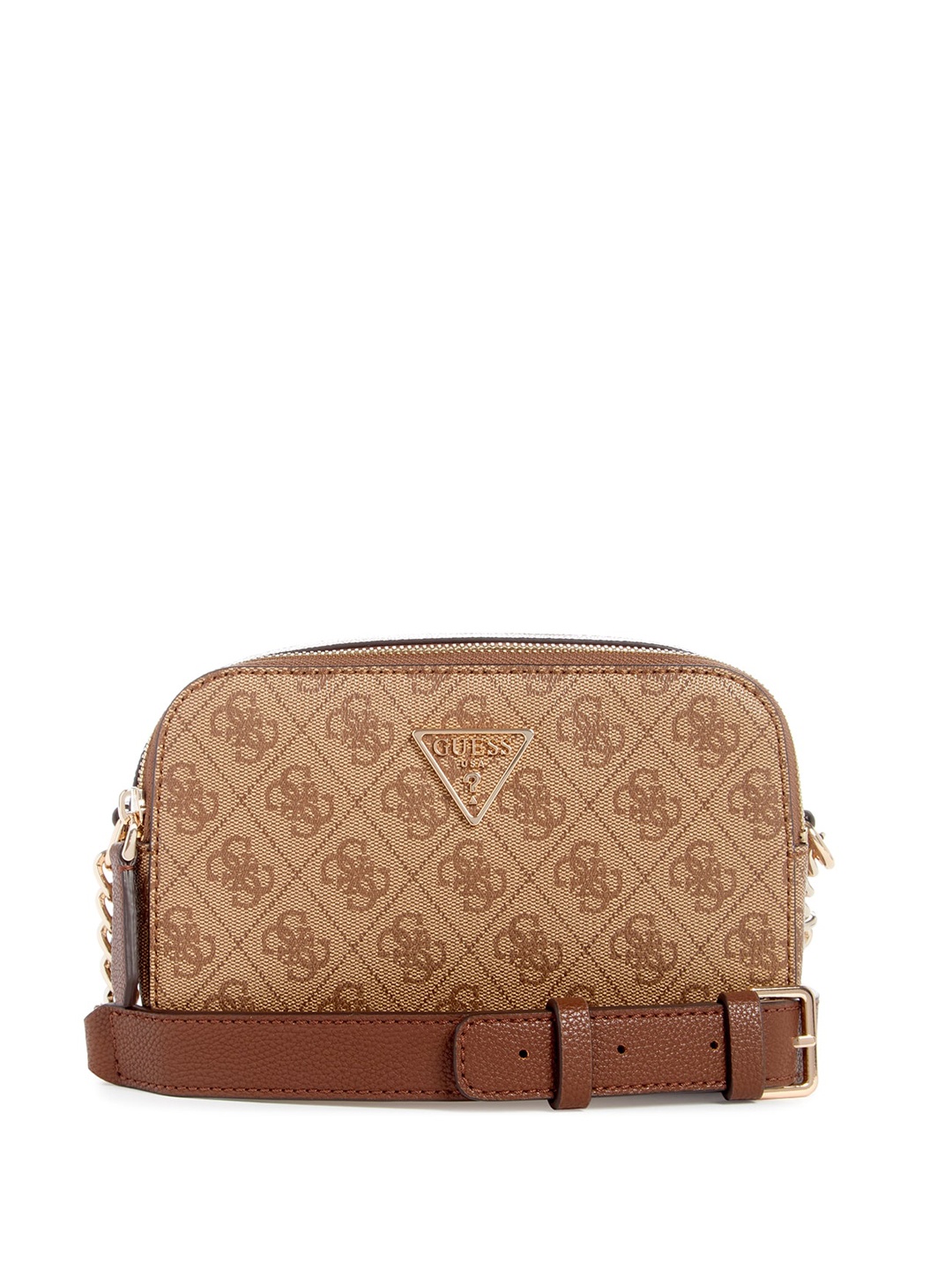 

GUESS Women Floral PU Half Moon Sling Bag with Cut Work, Brown