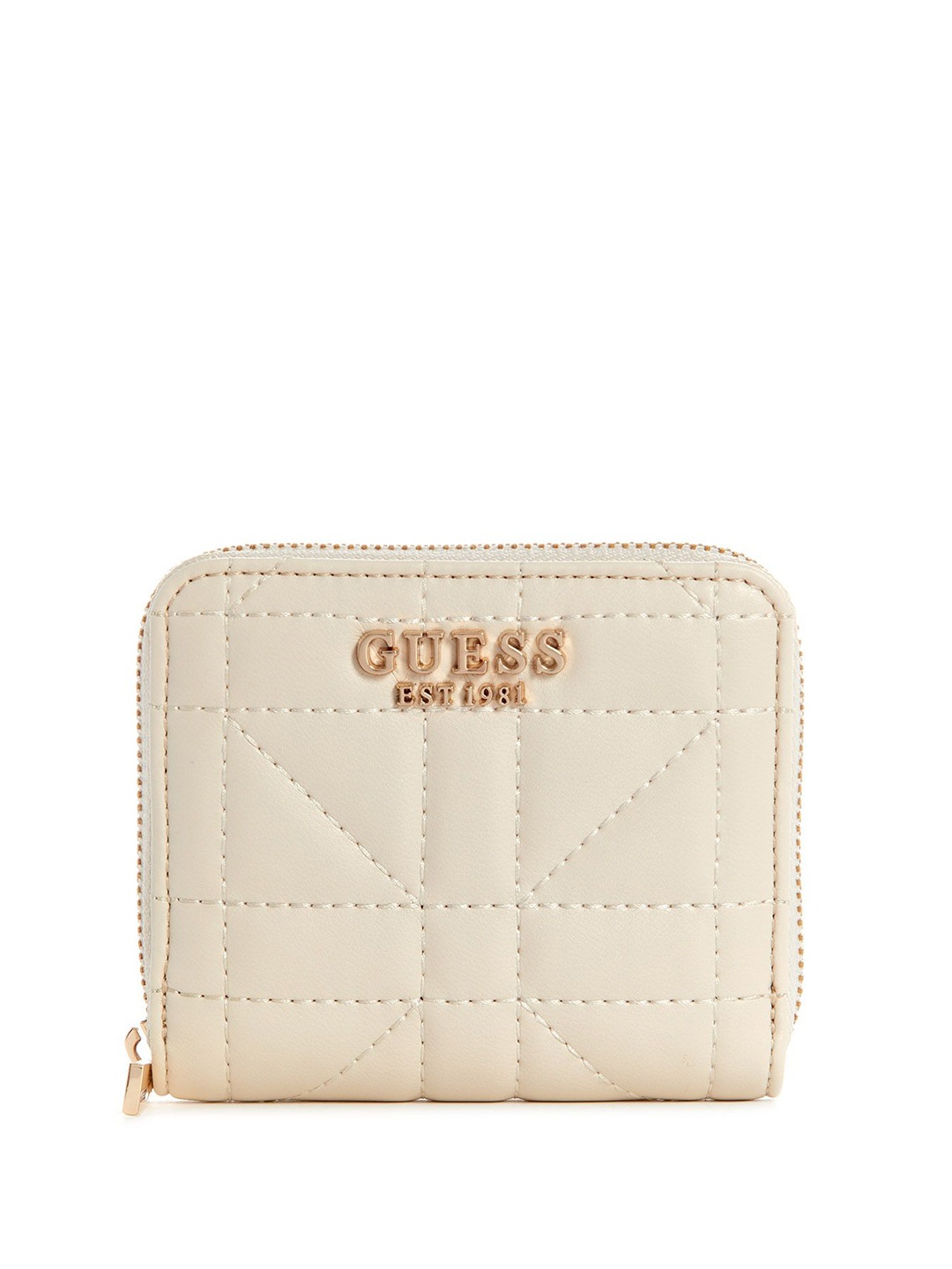 

GUESS Women Textured Quilted Zip Around Wallet, Beige