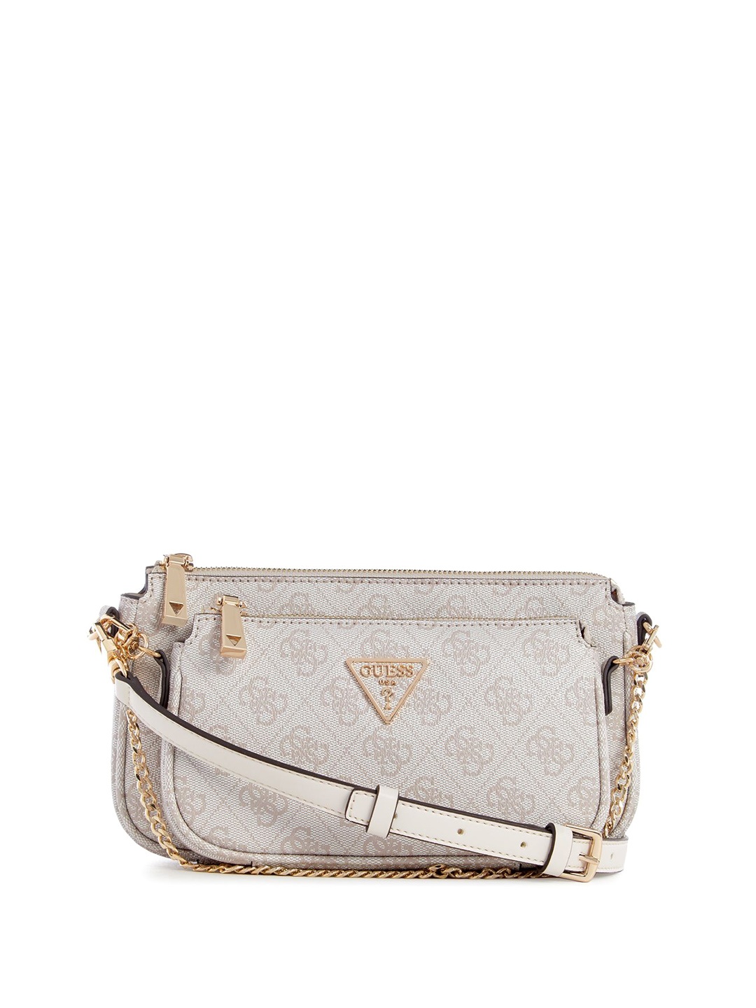 

GUESS Women Printed PU Structured Sling Bag, Grey