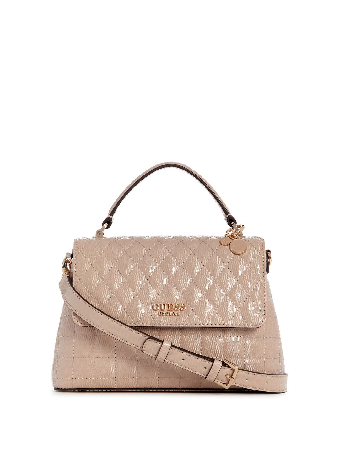 

GUESS Textured PU Structured Sling Bag with Quilted, Taupe