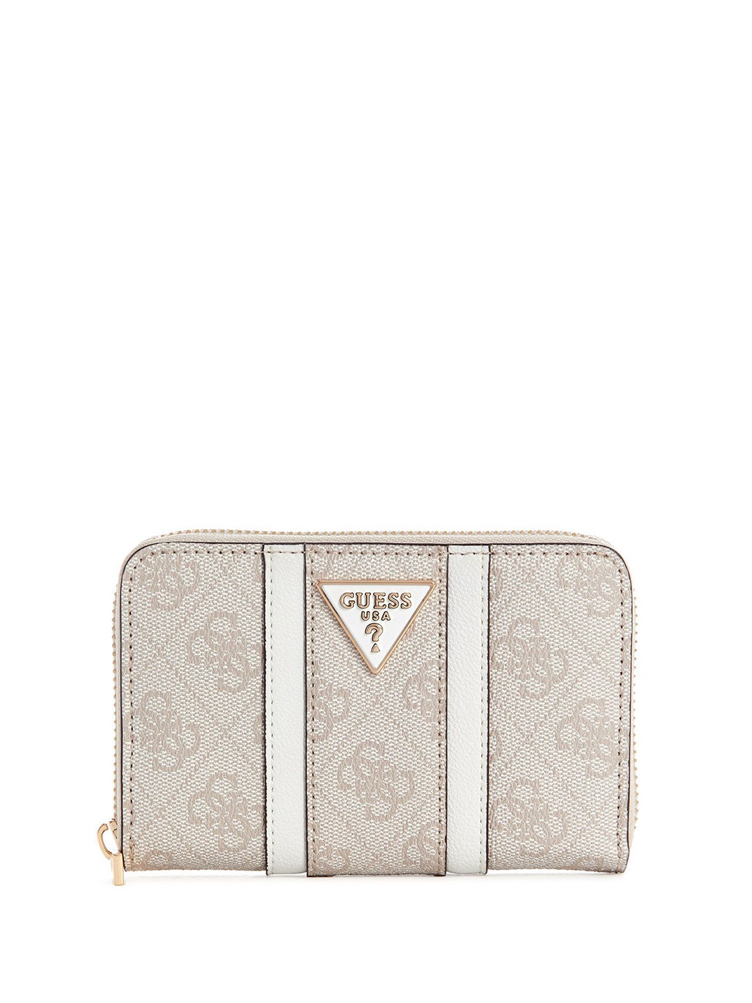 

GUESS Women Geometric Printed PU Zip Around Wallet, Off white